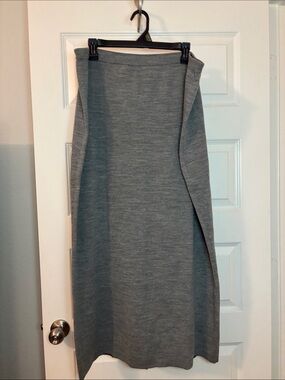 J. Crew Graphite Gray Sweater midi skirt double-faced merino wool blend SZ XXL